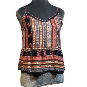 Coco + Jameson lightweight relaxed fit busy print spaghetti strap crop top